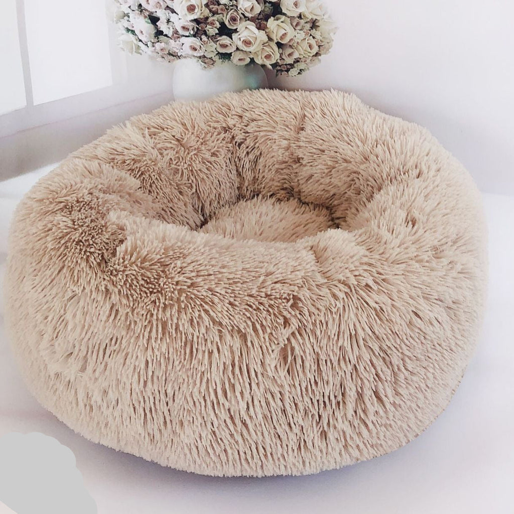 Round Plush Dog Bed for Small Dogs, Soft Pet Nest Mat for Cat, Puppy, Indoor Kennel Sleeping Cushion
