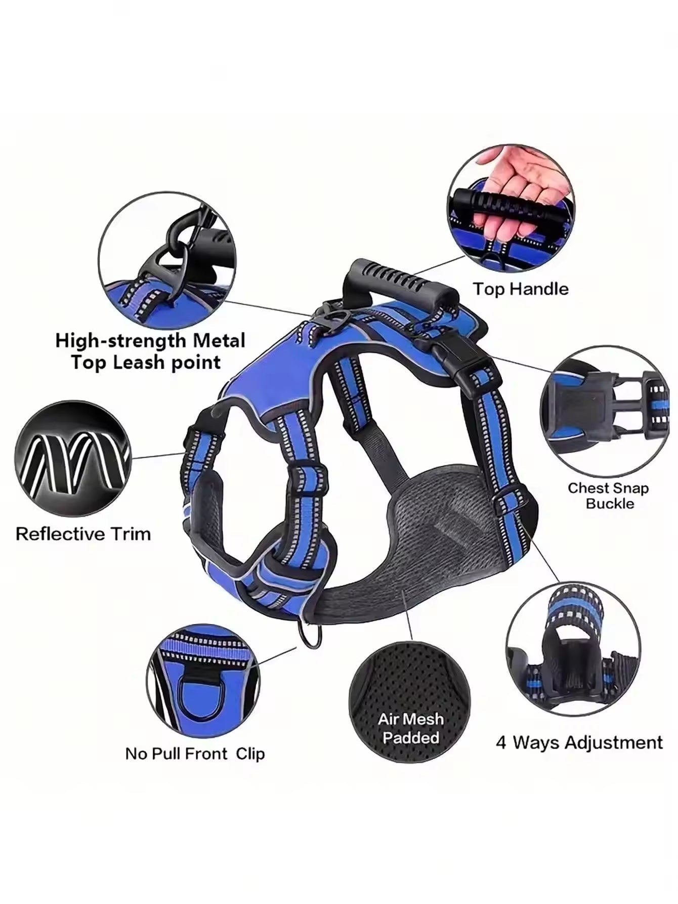 Dog Harness Set with Car Seat Belt, Collapsible Bowl and Biodegradable Waste Bag Accessories