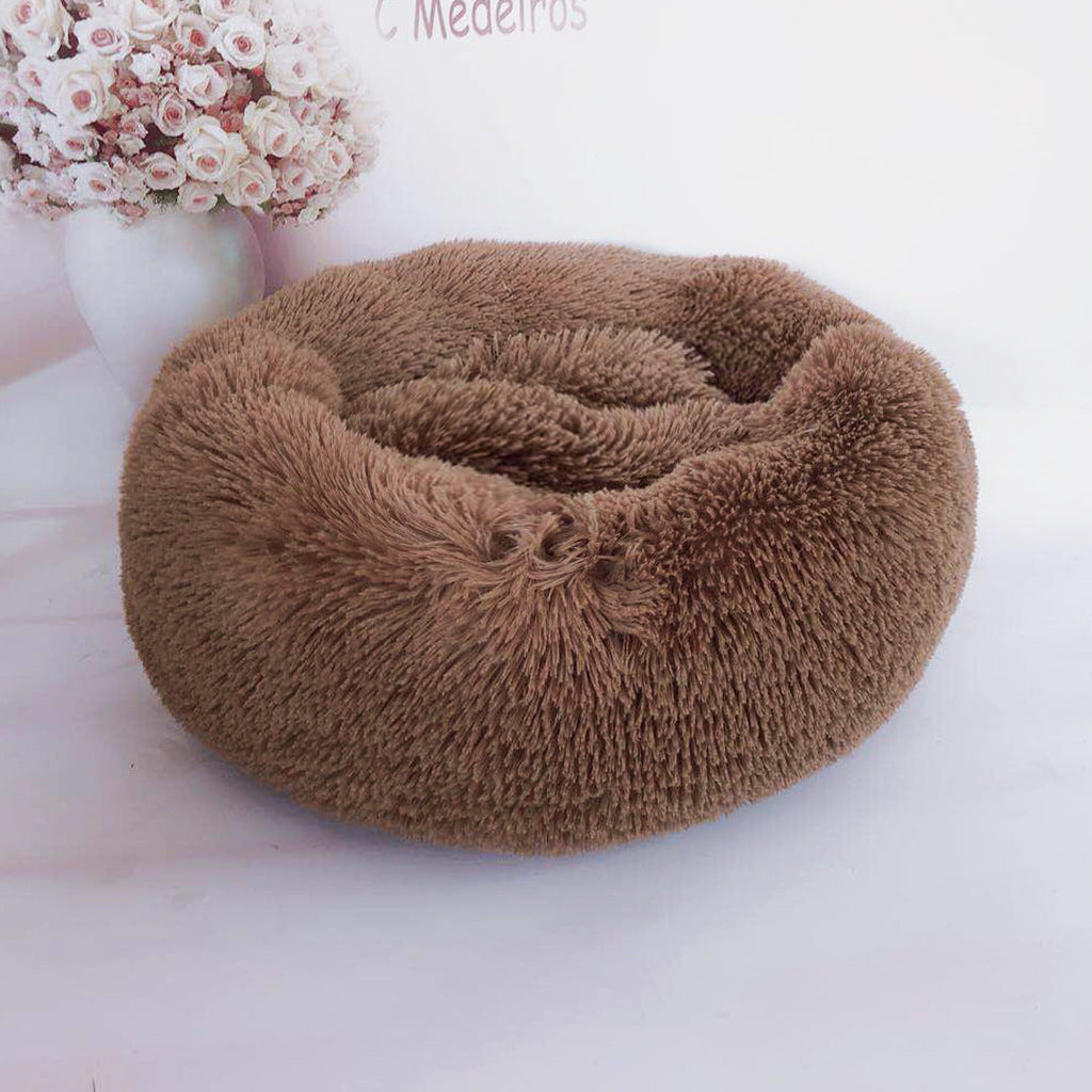 Round Plush Dog Bed for Small Dogs, Soft Pet Nest Mat for Cat, Puppy, Indoor Kennel Sleeping Cushion