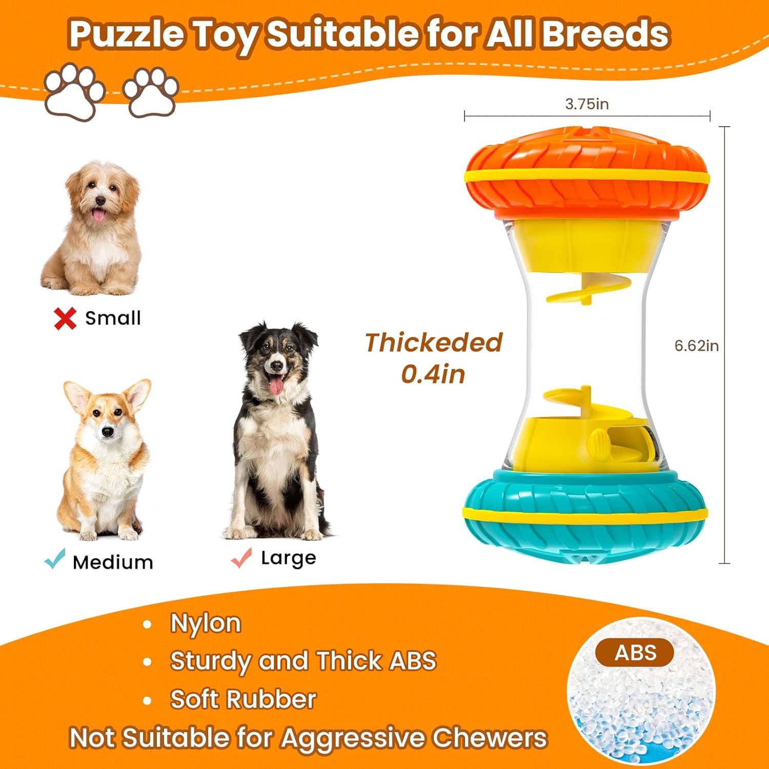 Interactive Dog Puzzle Toy, Treat Dispensing Slow Feeder Enrichment Toy for Bored Dogs and Mental Stimulation