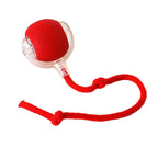 Interactive cat toy ball in red with elastic mesh tail