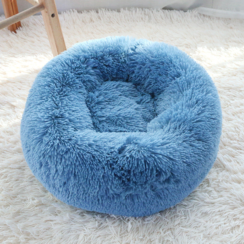 Round Plush Dog Bed for Small Dogs, Soft Pet Nest Mat for Cat, Puppy, Indoor Kennel Sleeping Cushion