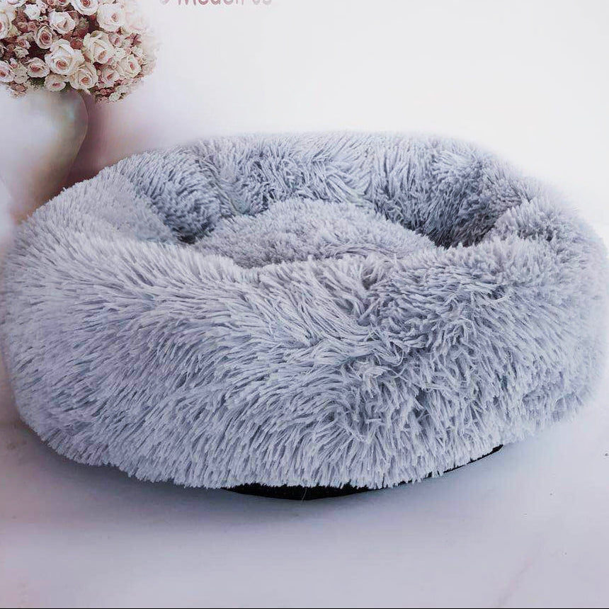 Round Plush Dog Bed for Small Dogs, Soft Pet Nest Mat for Cat, Puppy, Indoor Kennel Sleeping Cushion