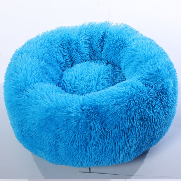 Round Plush Dog Bed for Small Dogs, Soft Pet Nest Mat for Cat, Puppy, Indoor Kennel Sleeping Cushion