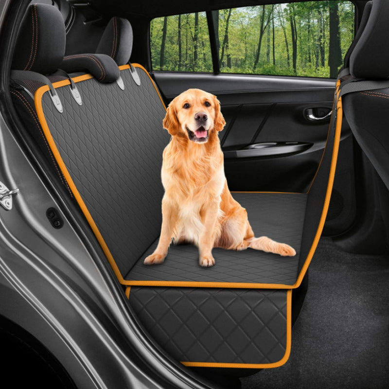 Dog Car Seat Cover Hammock with Mesh View, Rear Back Seat Pet Protector Mat with Zipper Pocket for Travel
