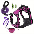 Dog Harness Set with Car Seat Belt, Collapsible Bowl and Biodegradable Waste Bag Accessories