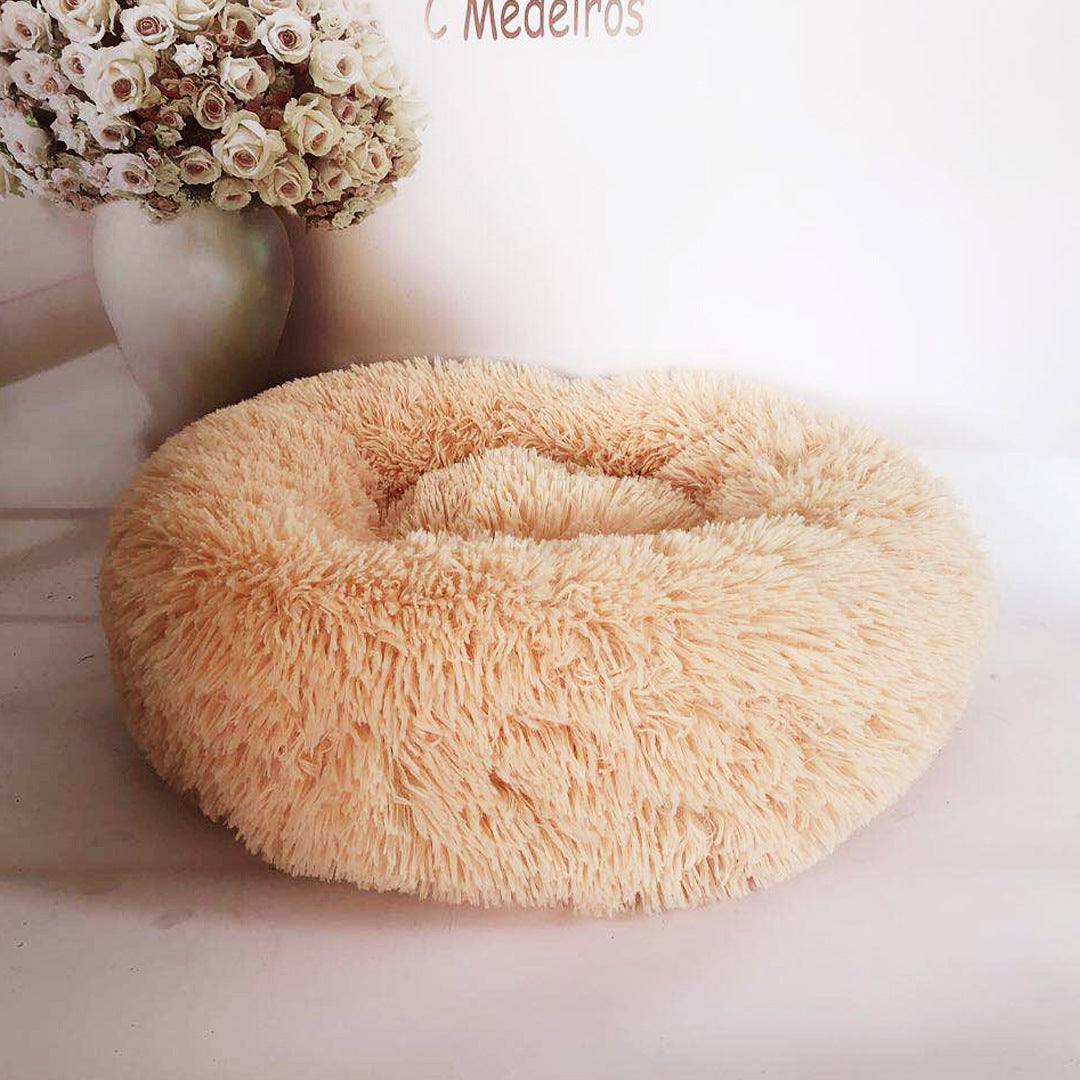 Round Plush Dog Bed for Small Dogs, Soft Pet Nest Mat for Cat, Puppy, Indoor Kennel Sleeping Cushion