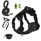 Dog Harness Set with Car Seat Belt, Collapsible Bowl and Biodegradable Waste Bag Accessories
