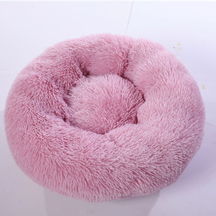 Round Plush Dog Bed for Small Dogs, Soft Pet Nest Mat for Cat, Puppy, Indoor Kennel Sleeping Cushion