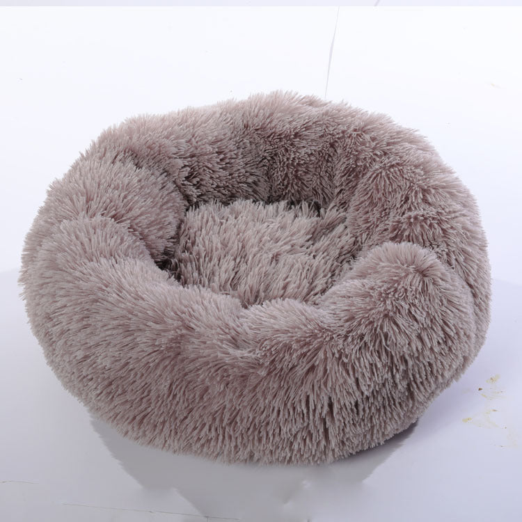 Round Plush Dog Bed for Small Dogs, Soft Pet Nest Mat for Cat, Puppy, Indoor Kennel Sleeping Cushion