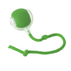 Interactive cat toy ball in green with elastic mesh tail