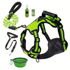 Dog Harness Set with Car Seat Belt, Collapsible Bowl and Biodegradable Waste Bag Accessories