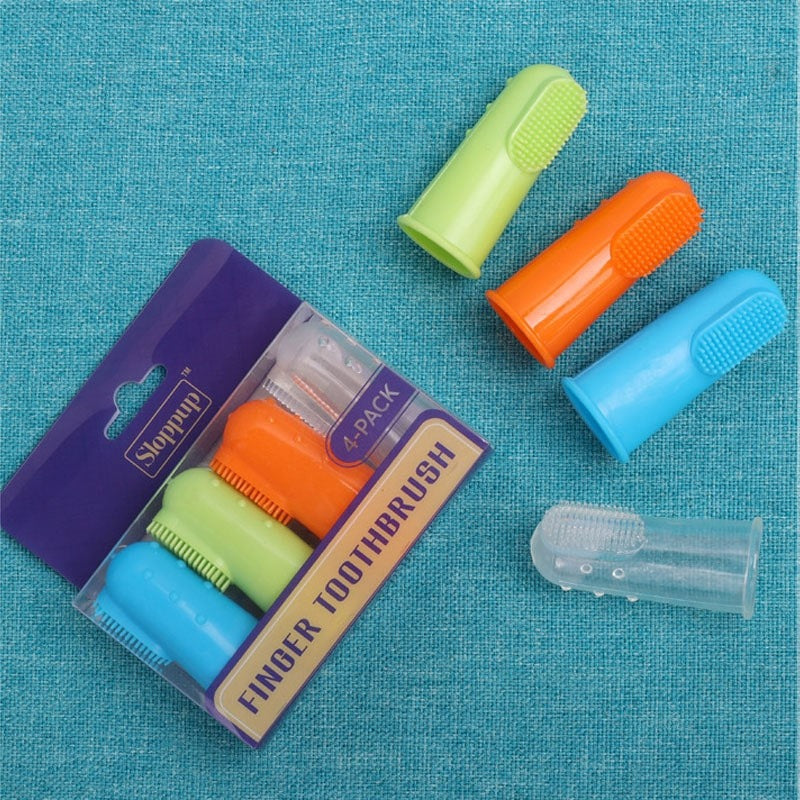 Pet Finger Toothbrush for Cats and Dogs, Soft Silicone Dental Cleaning Brush for Puppy and Kitten Oral Care